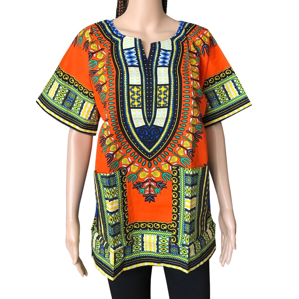Orange Unisex African Dashiki Shirt